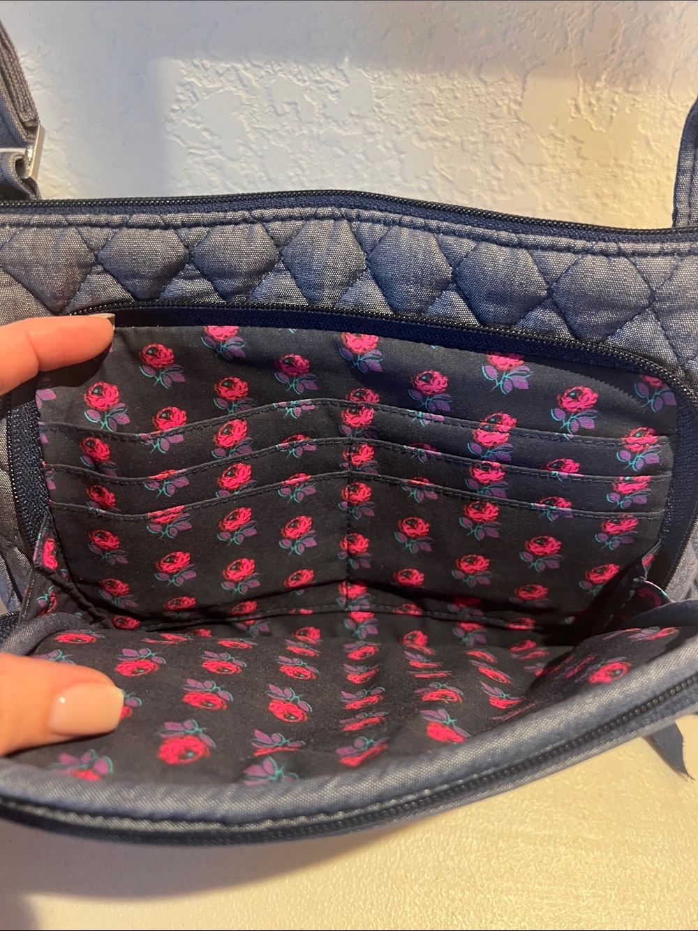 Vera Bradley Little Hipster Quilted Crossbody Shoulder Bag in Navy Denim - Picture 4 of 9